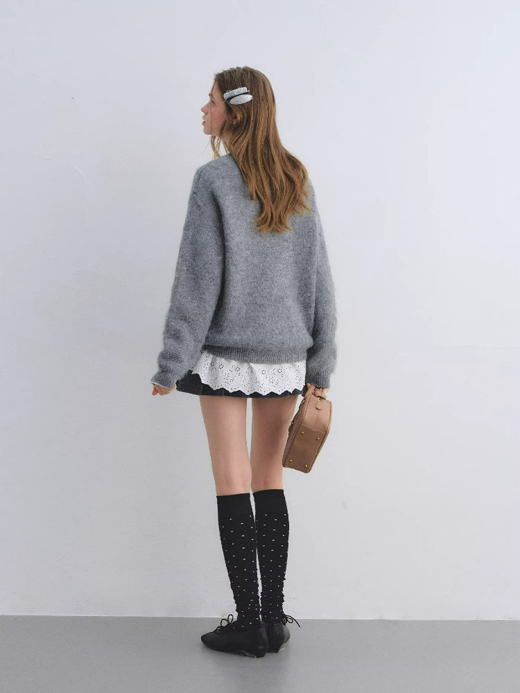 Jacquard Wool Blend Crewneck Sweater