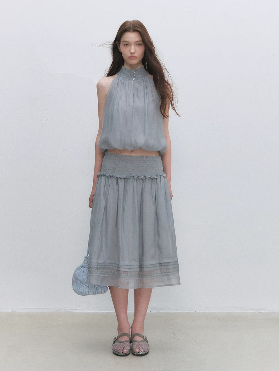 Lyocell Bubble Halter Top & Skirt Set