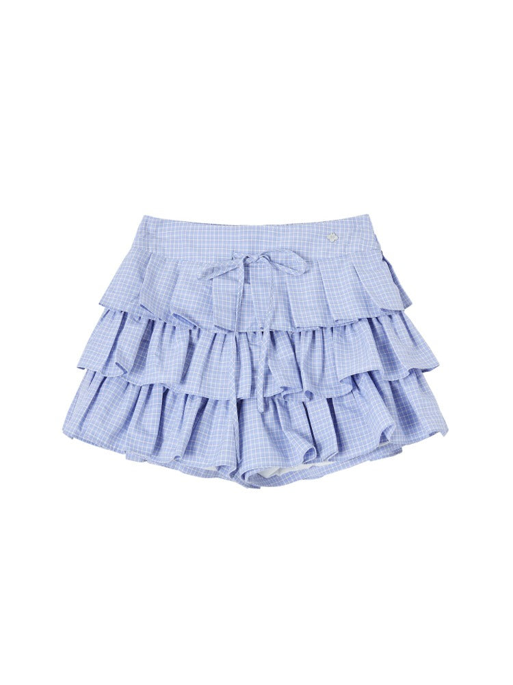 Plaid Ruffle Shirt & Skirt Set