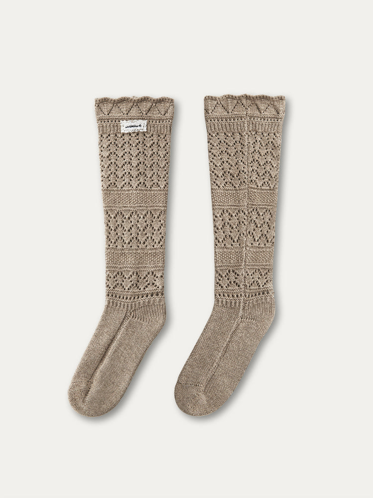 Wool Blend Crochet Mid-Calf Socks