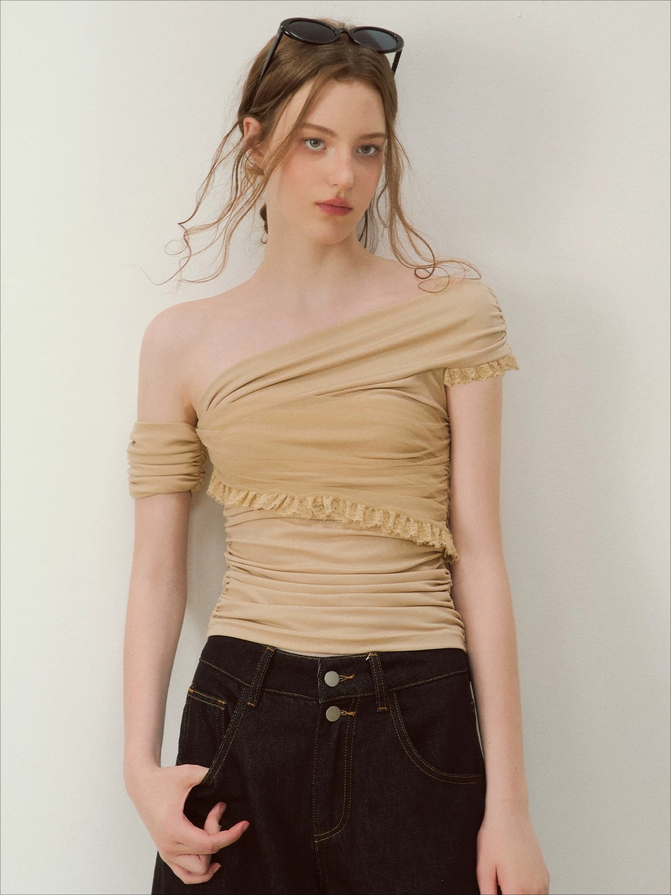 Lace Mesh Shoulder Top