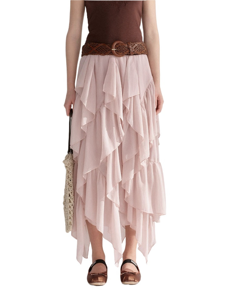 Ruffle Layer Chiffon Skirt