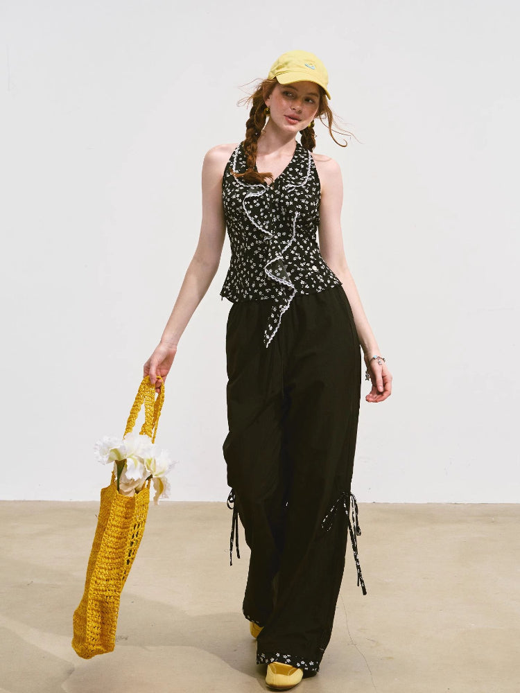 V-Neck Lace Halter Vest