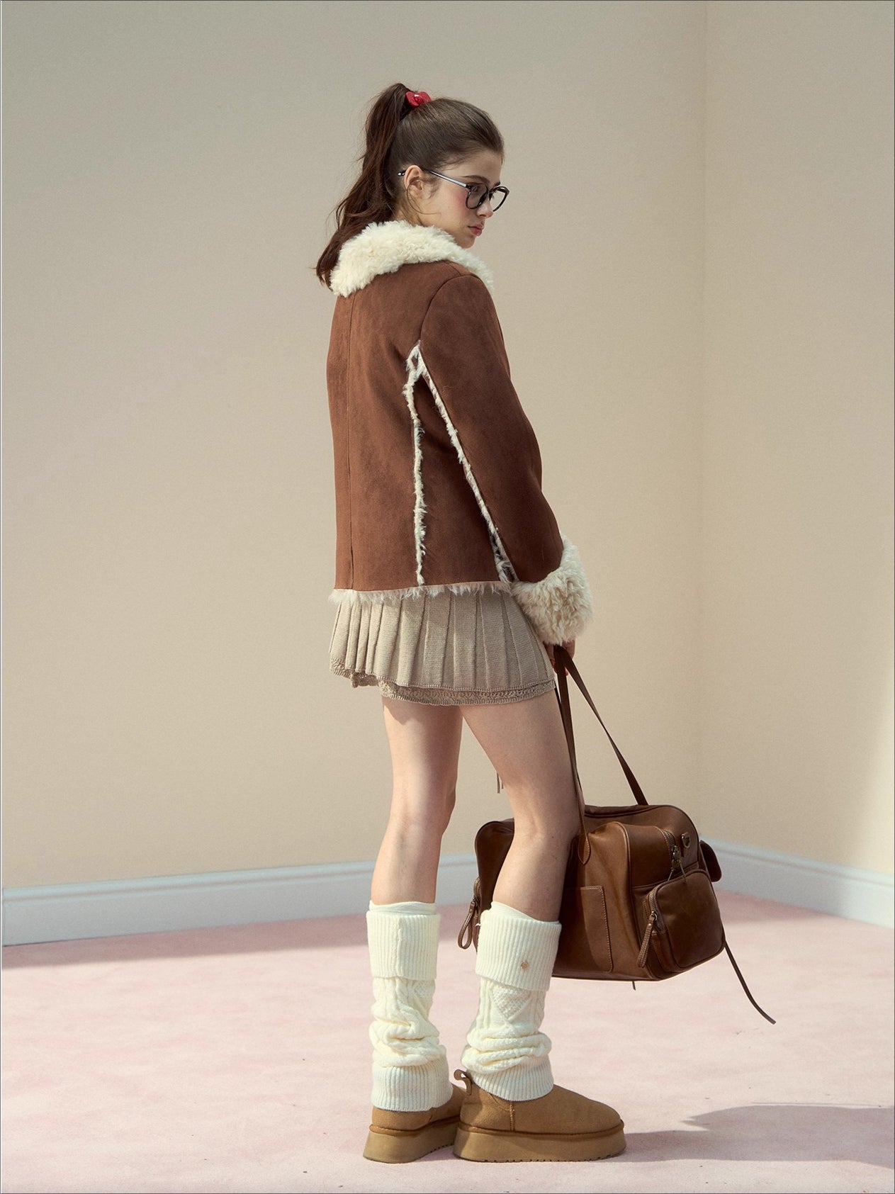 Suede Fleece Toggle Coat