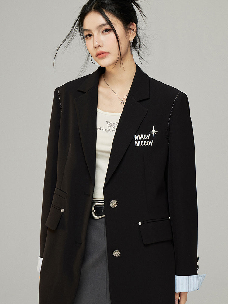 Black & Gray Faux Two-Piece Blazer