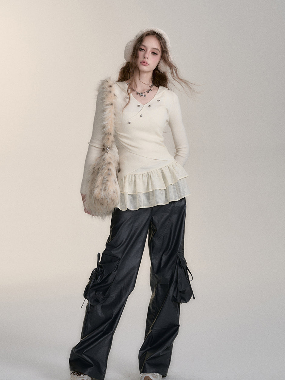 Wool-Blend Hooded Blouse