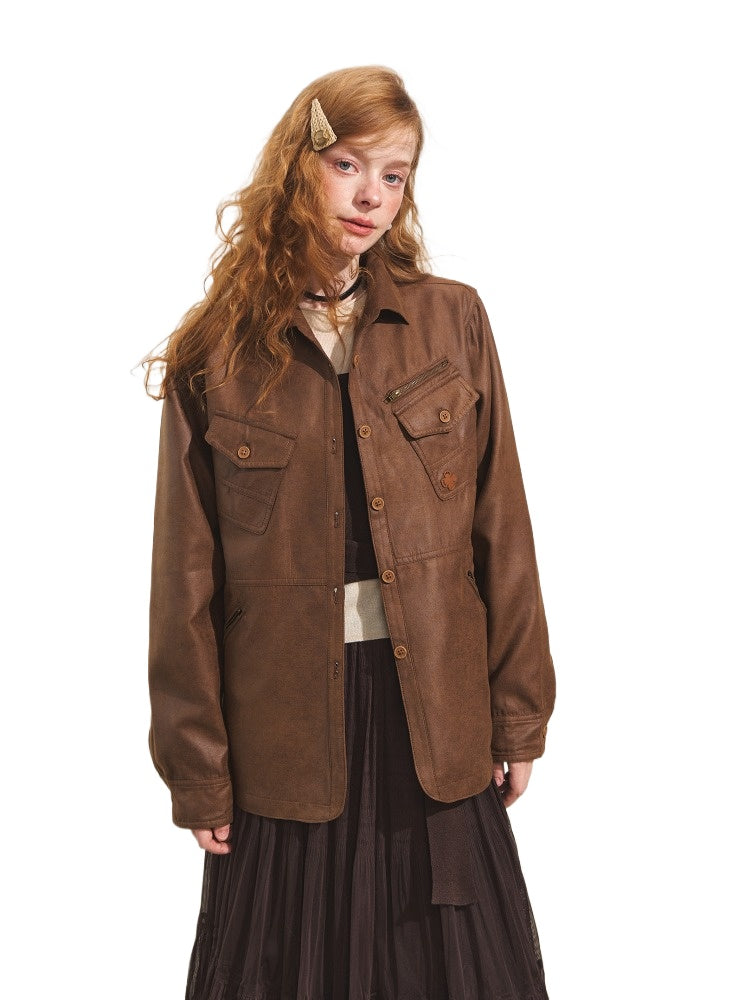 Multi-Pocket Suede Jacket