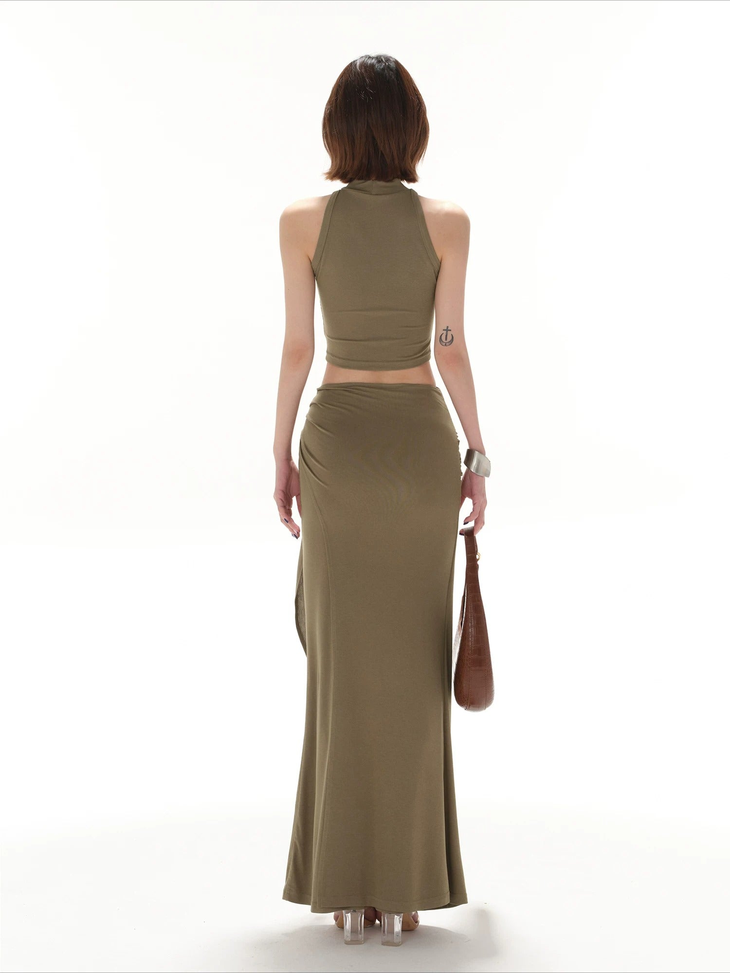 Green Mock Neck Two-Piece Set