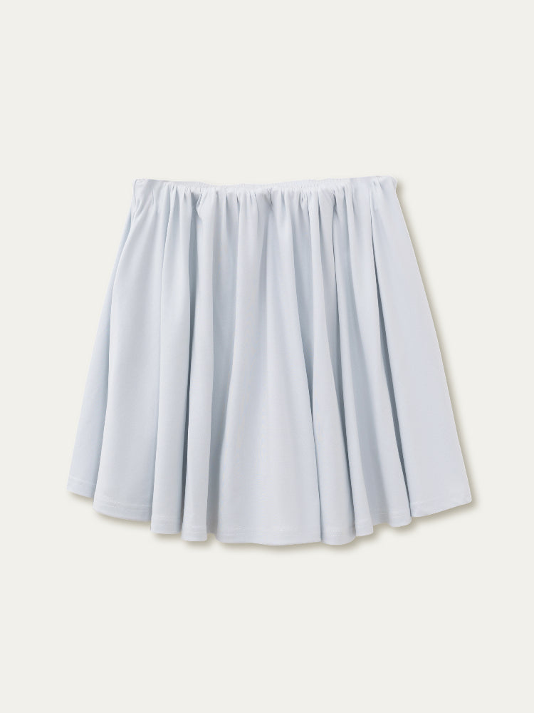 White & Blue Collared Knit Top & Skirt Set