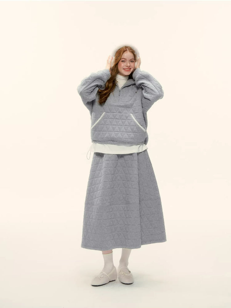 Quilted Shell Embroidery Hoodie Set