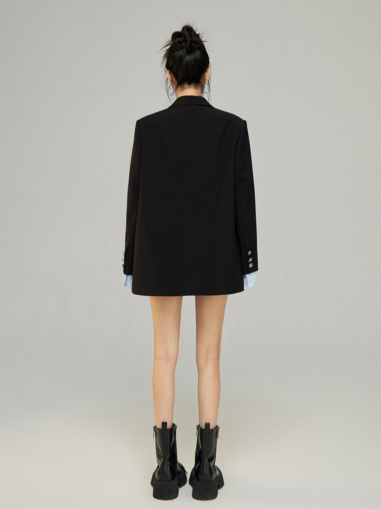 Black & Gray Faux Two-Piece Blazer