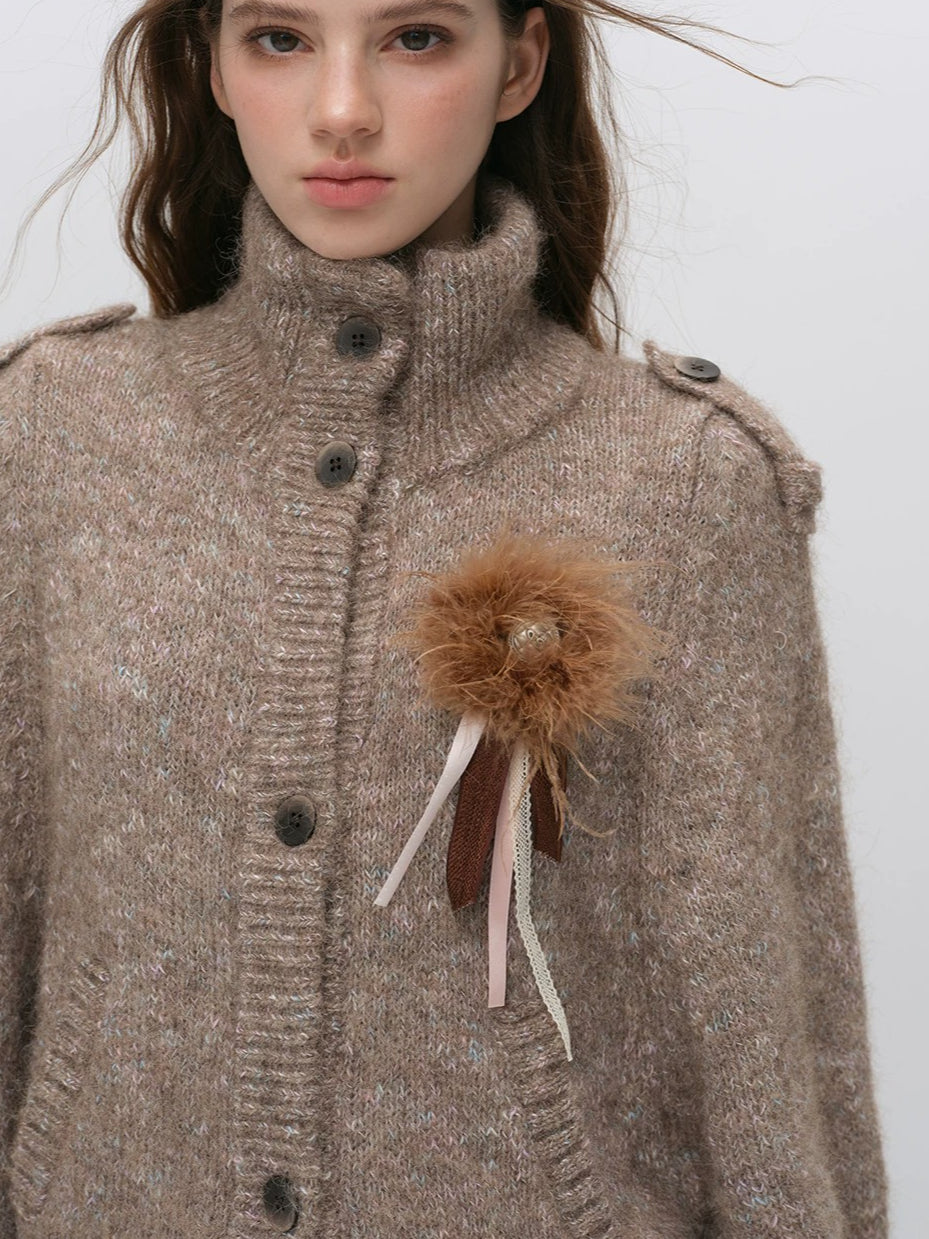 Vintage Mandarin-Collar Cardigan
