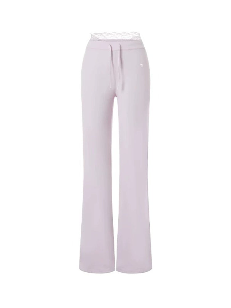 Quick-Dry Lace-Trim Stretch Pants