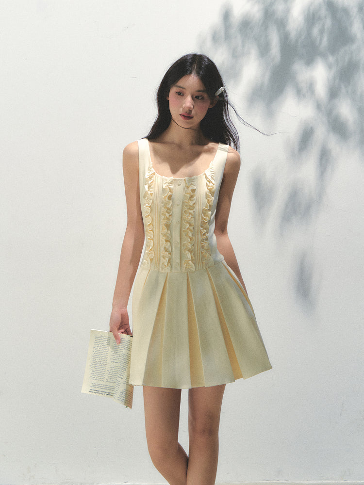 Detachable Sailor-collar Pleated Dress