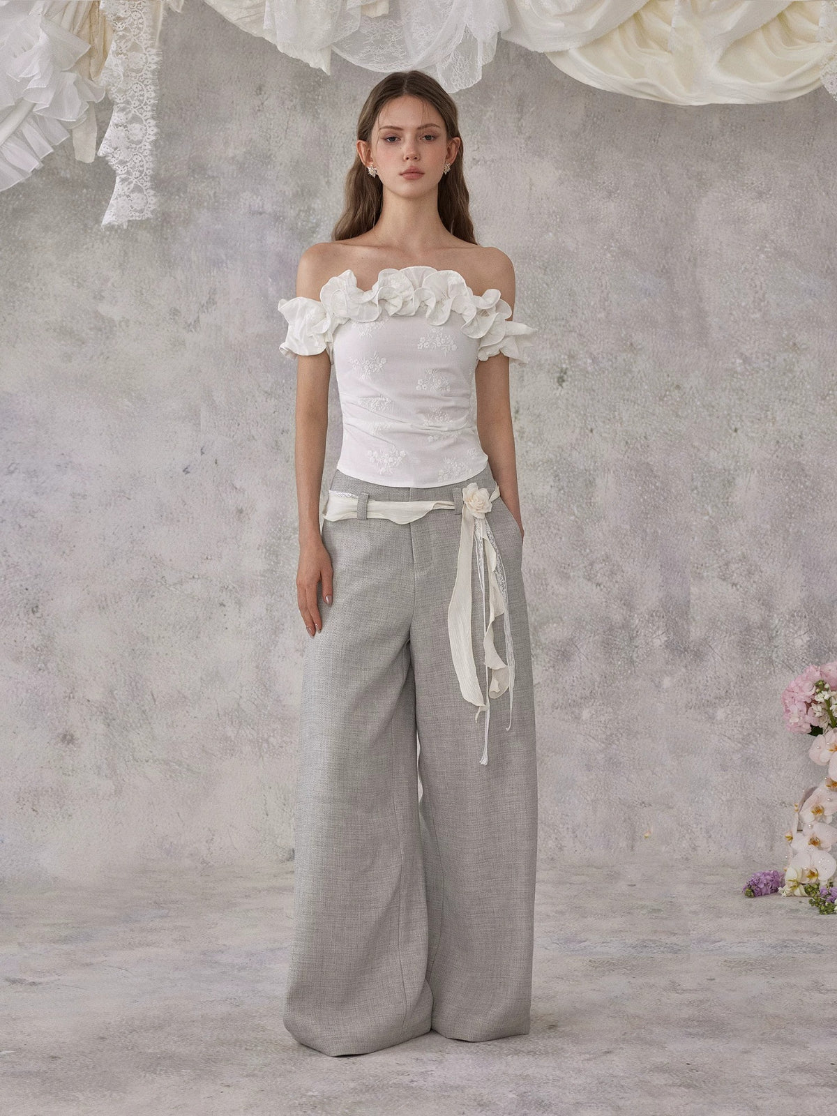 Embroidered Off Shoulder Top