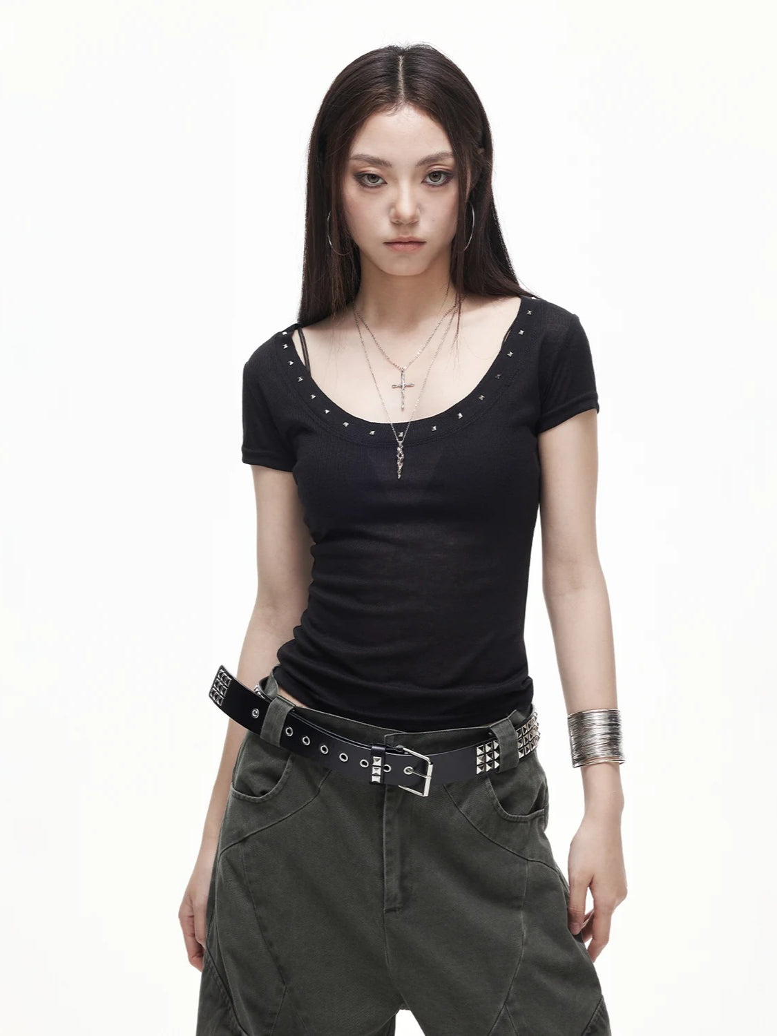 Rivet V Neck Tee