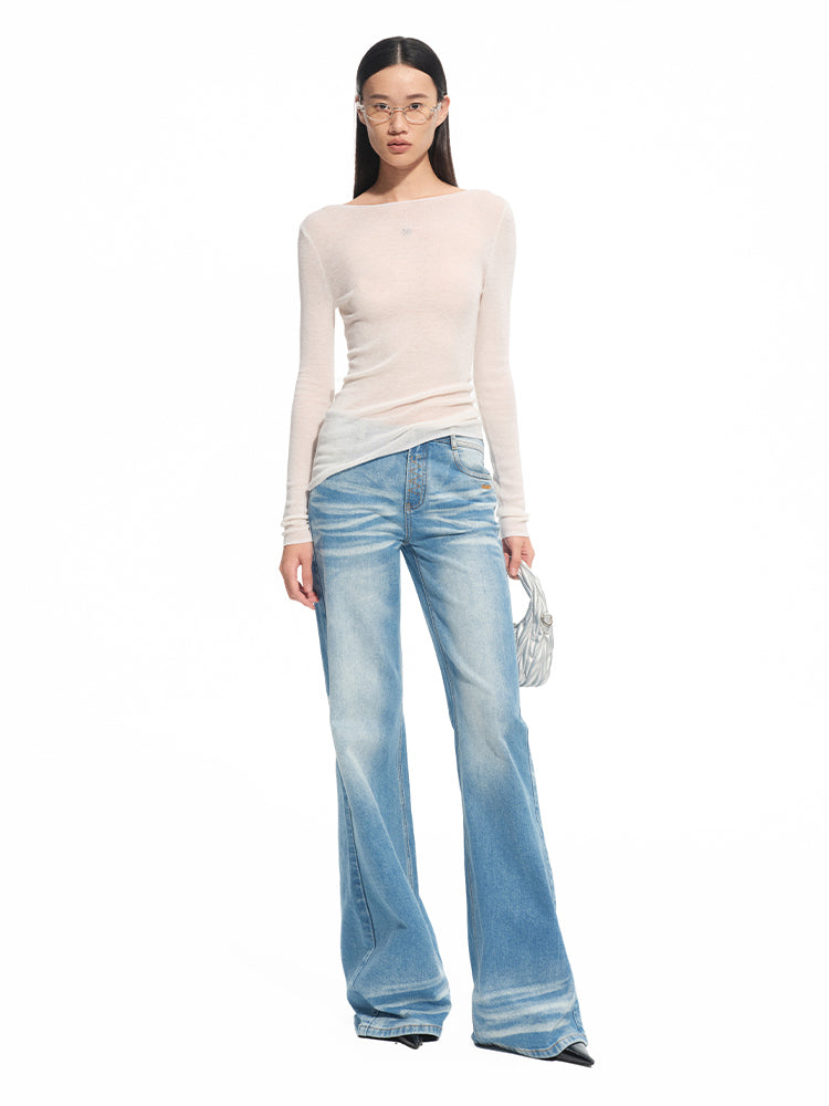 Wool Thin Crew-neck Long-sleeve Top