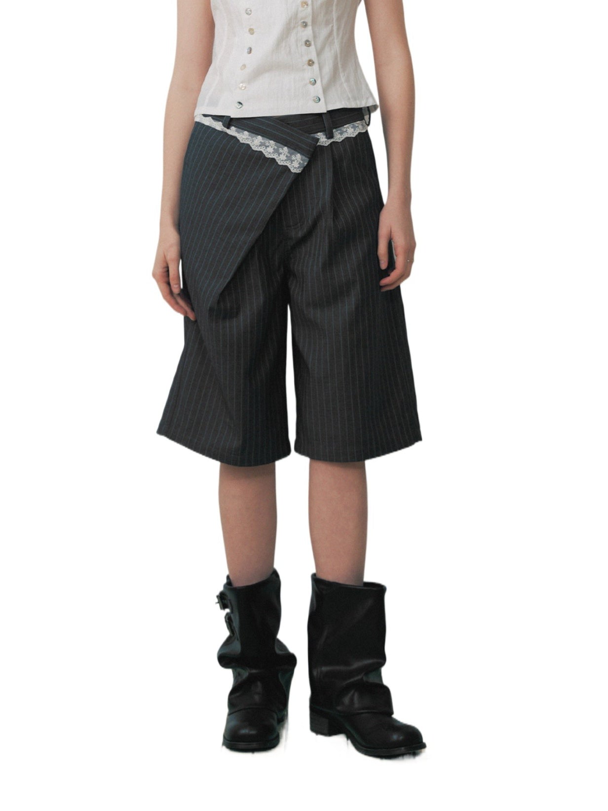 Striped Lace Bermuda Shorts