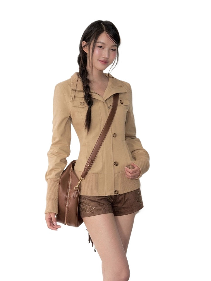 Retro Zipper Half-collar Jacket