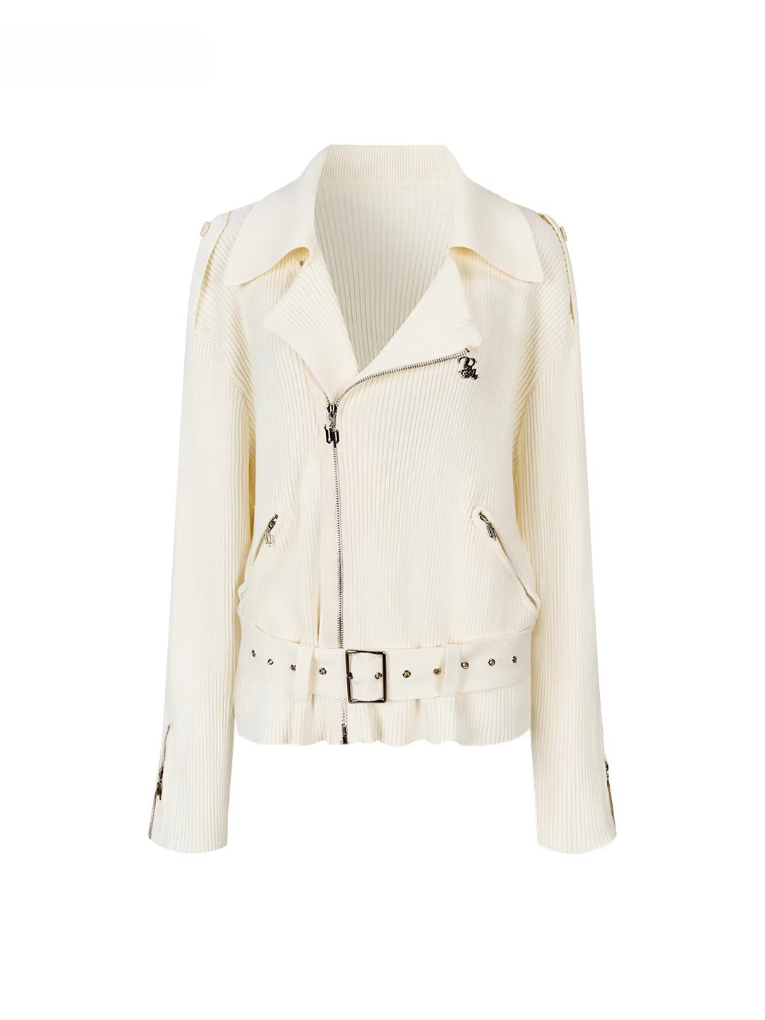 Black & Off-white Heavy Zip Knit Jacket