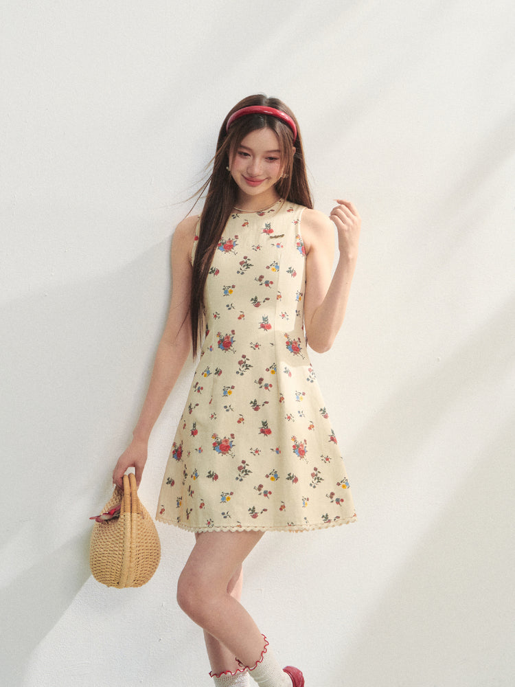 Flower Print Sleeveless Dress