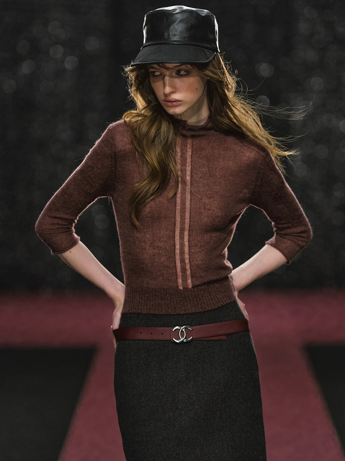 High Neck Knit Seven Sleeve Top