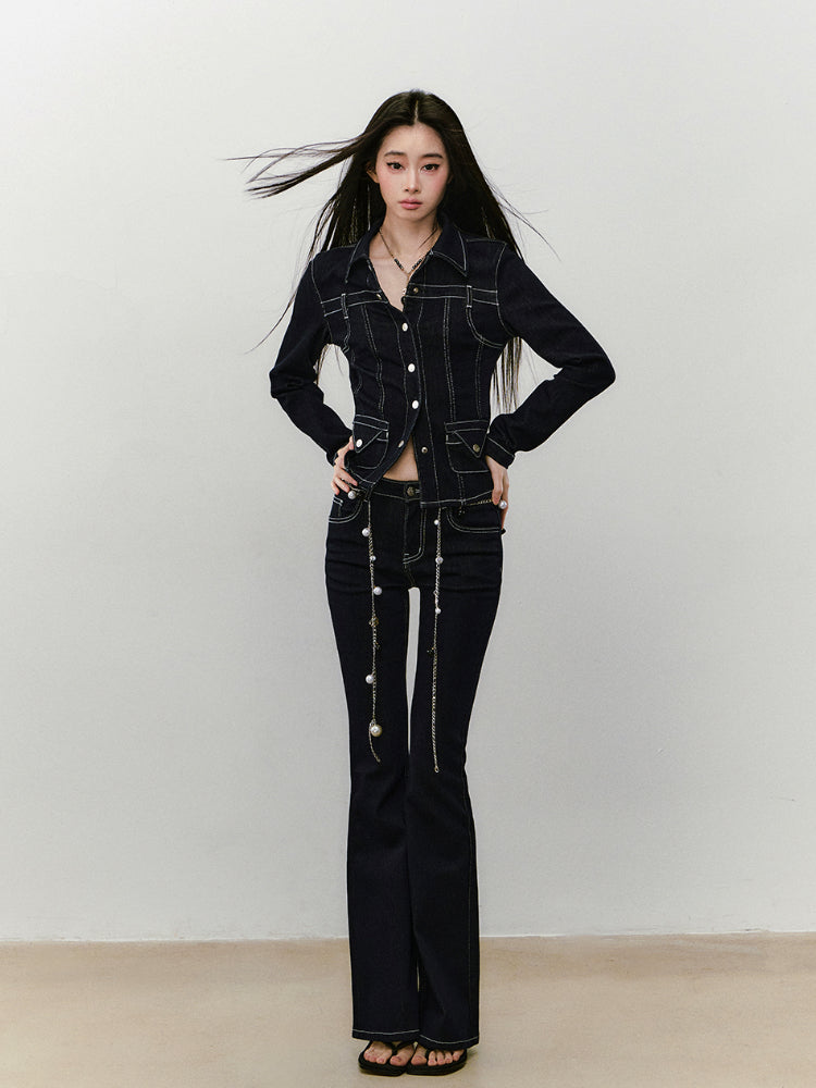 Original Color Denim Slim Fit Jacket