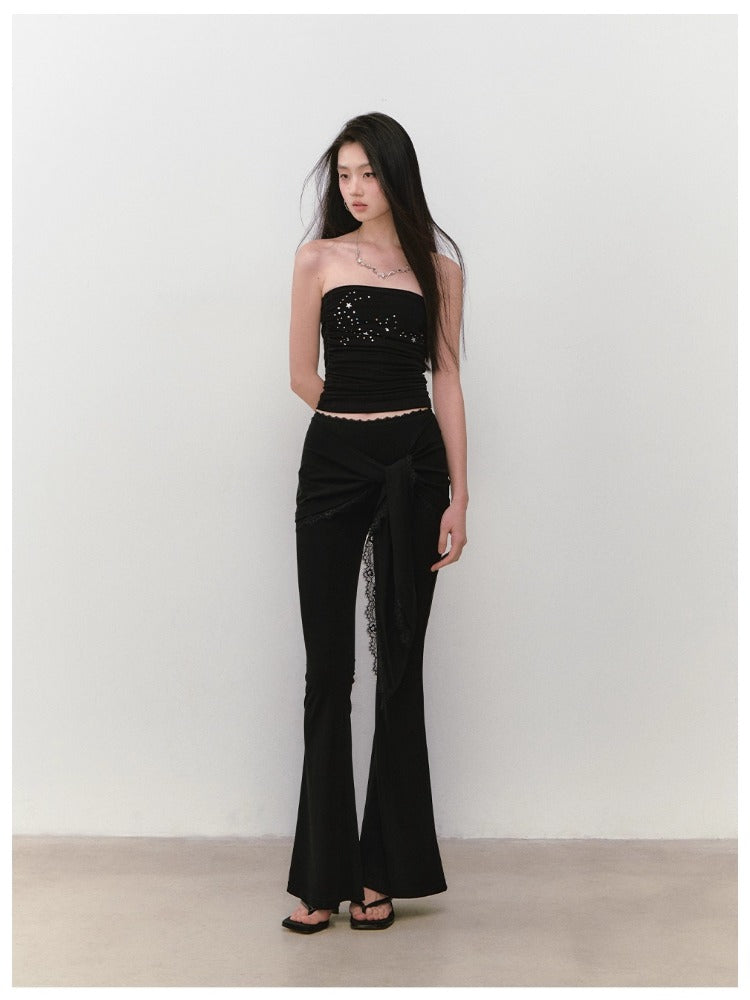 Star Beaded Ruffled Acetate Bustier