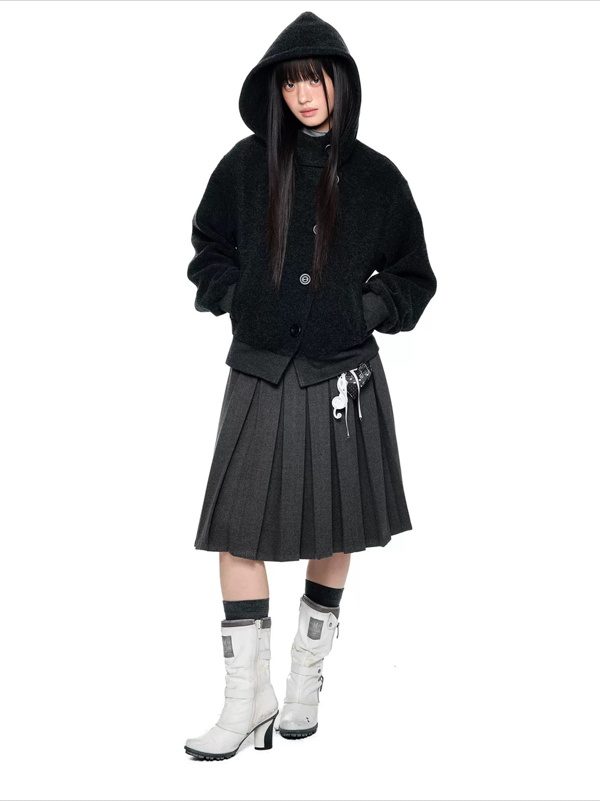 Hooded Button Jacket