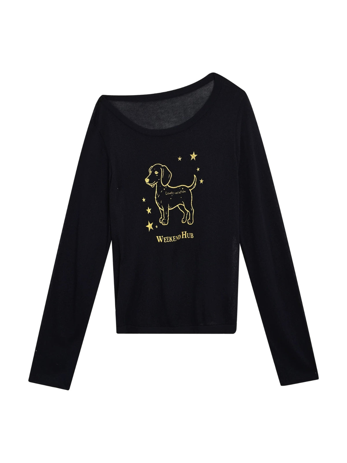 Dachshund Print Off Shoulder Top