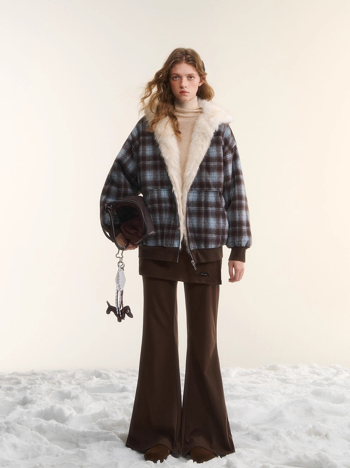 Mock Two-Piece Knit Flare Pants