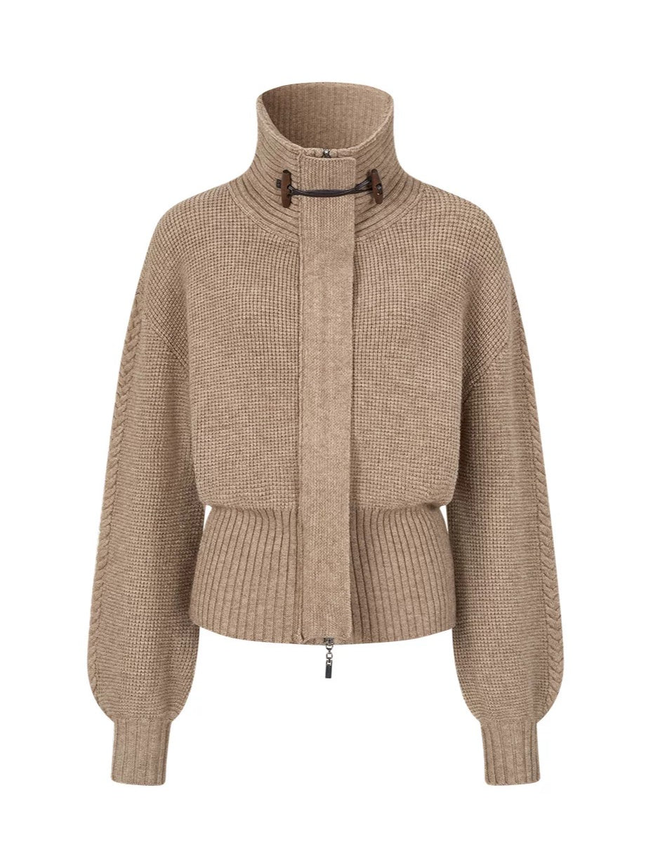 Oversized Toggle Collar Waffle Cardigan