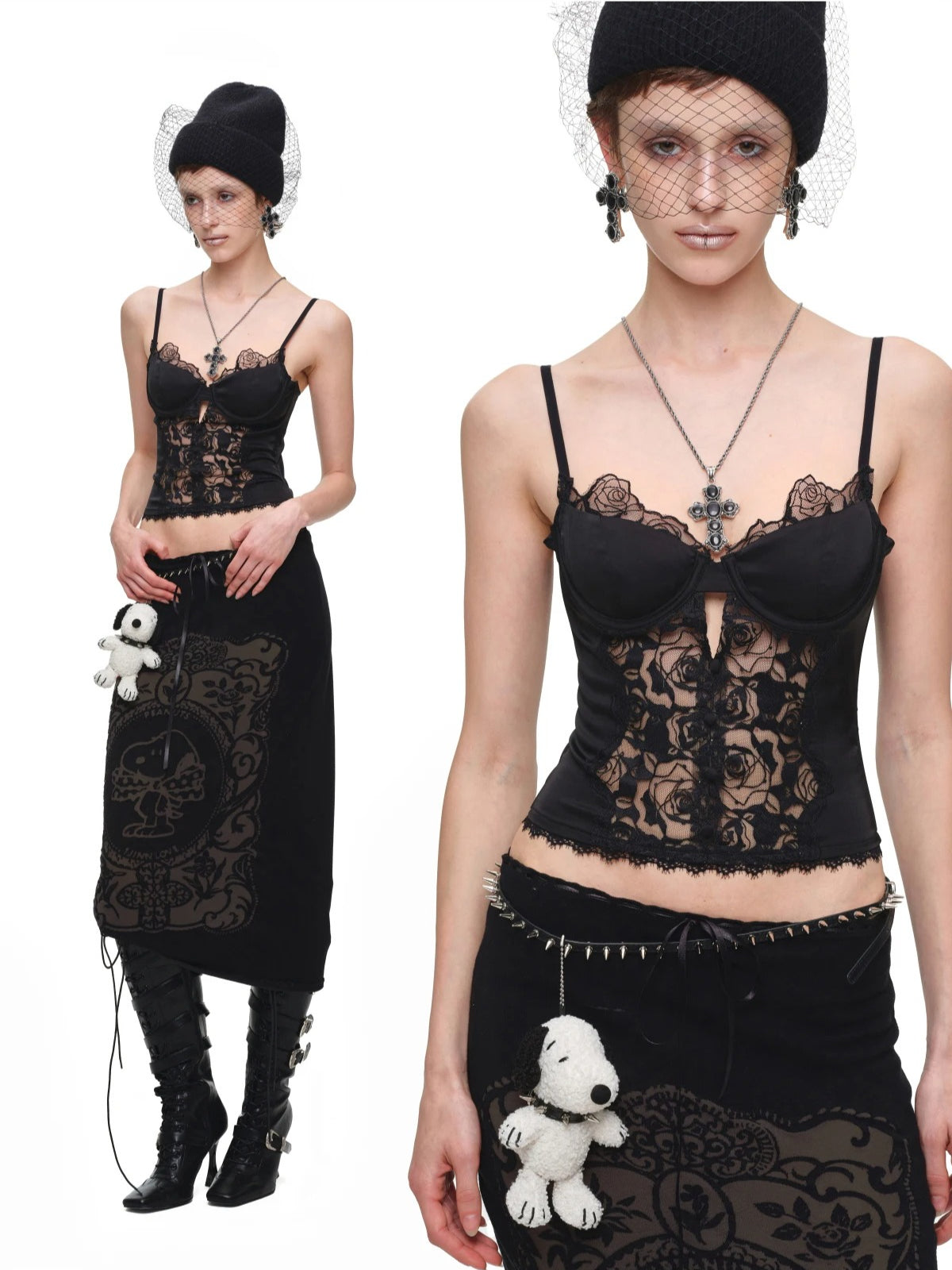Lace Satin Corset Cami