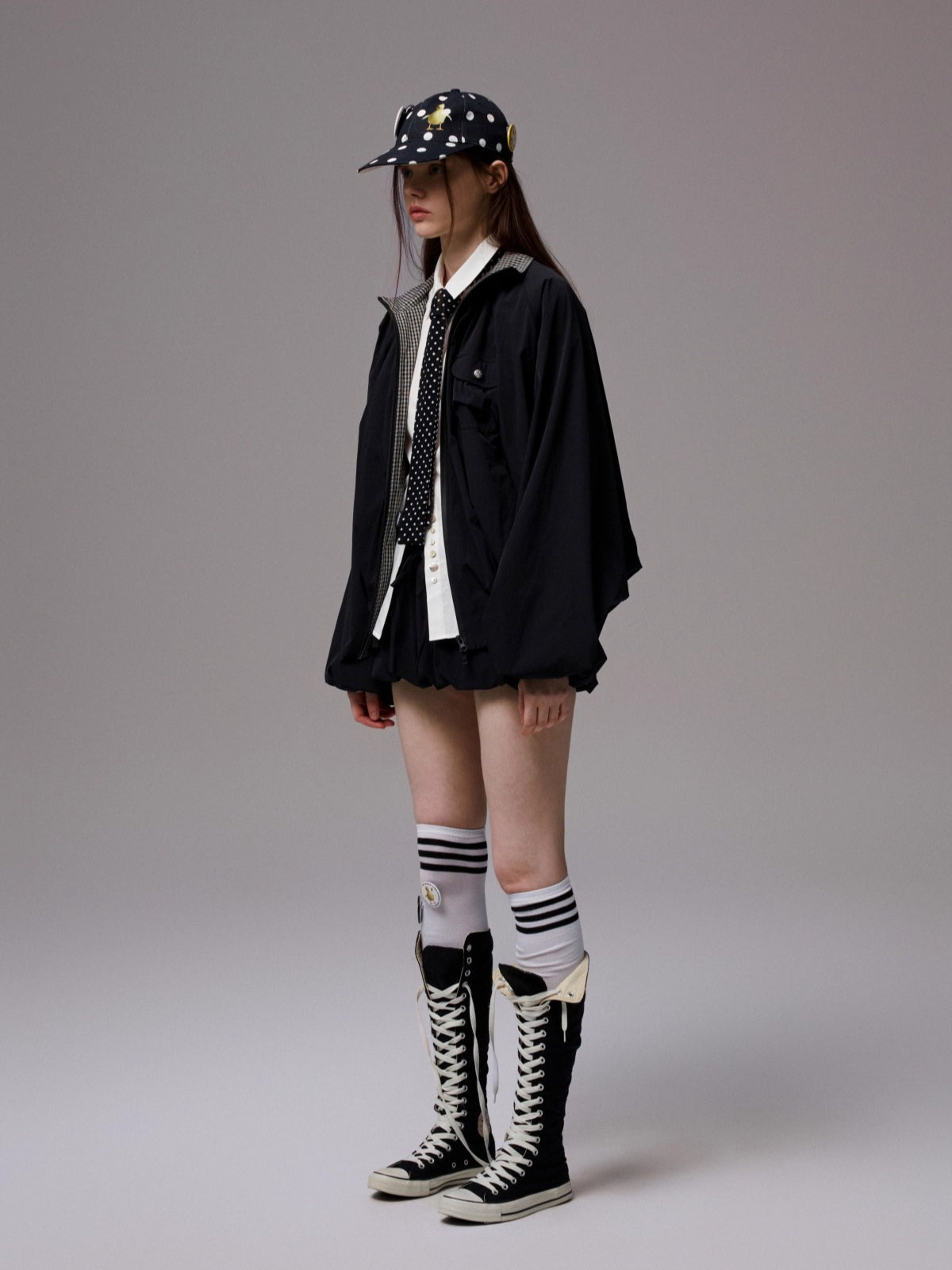 Patchwork Utility Hooded Jacket & Skirt Set