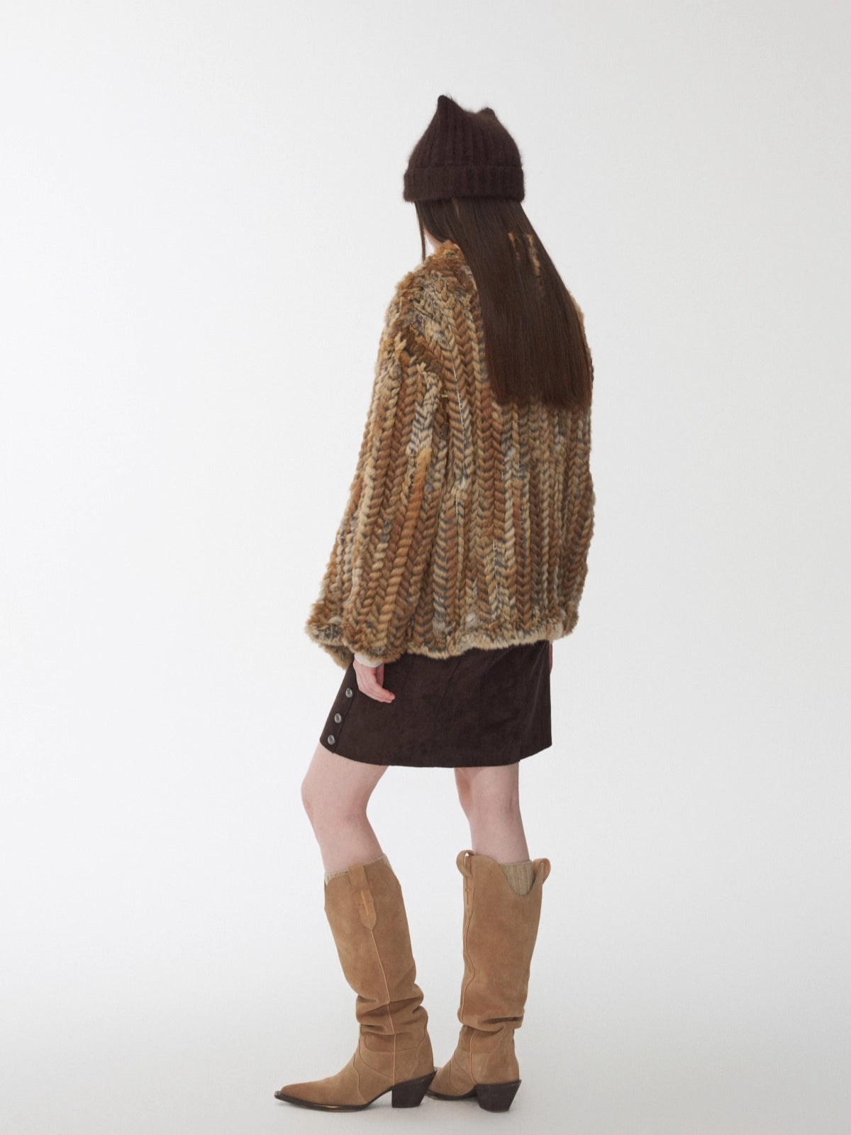 Rabbit Fur Woven Shirt Coat