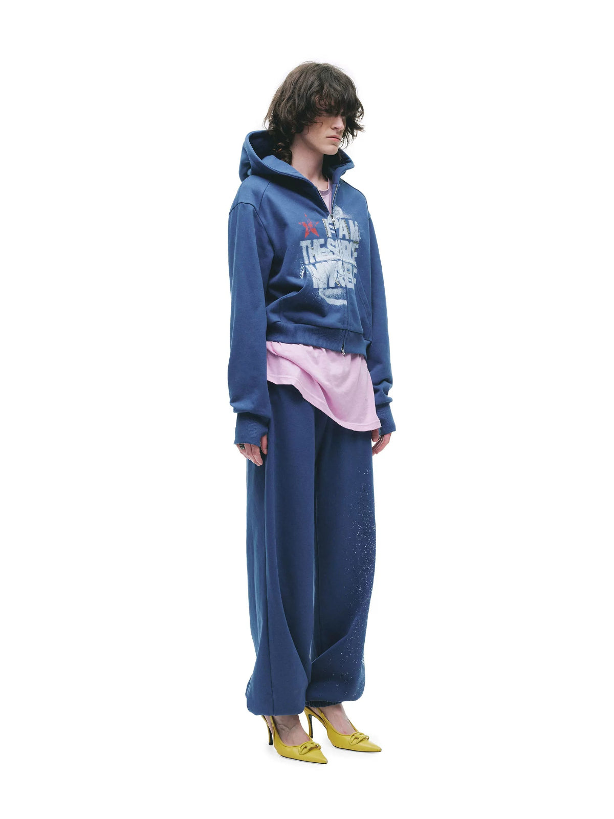 Distressed Print Hoodie Pants Set