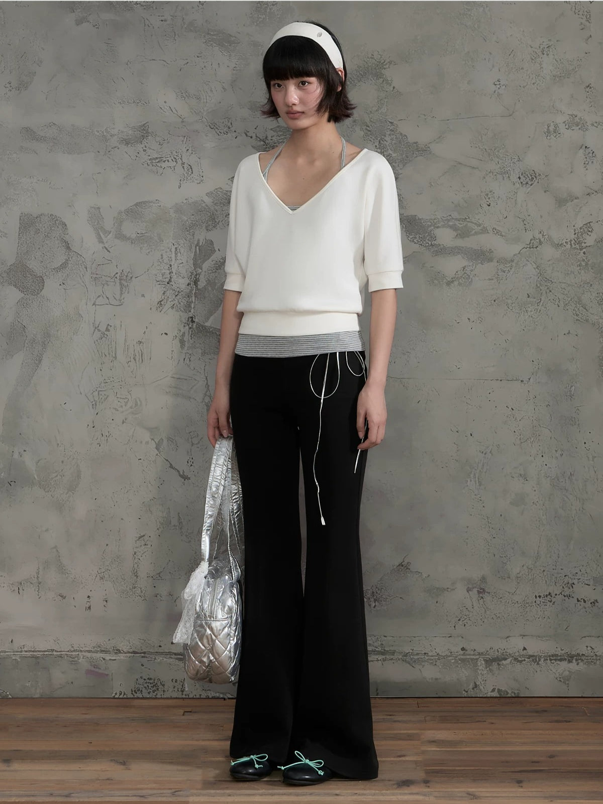 Contrast Flare Pants