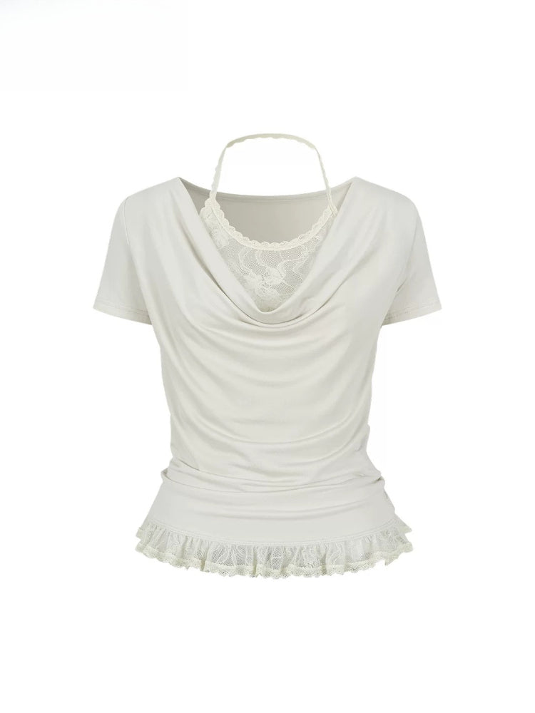 Lace Halter Drape Tee