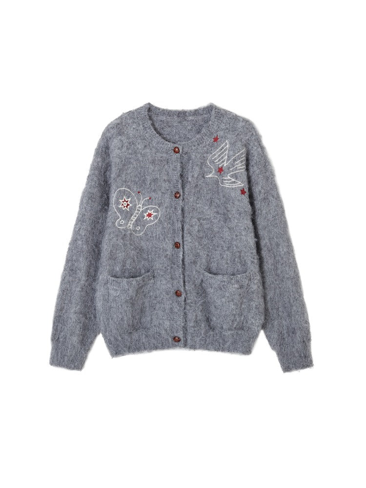 "Birds & Butterflies" Embroidered Cardigan
