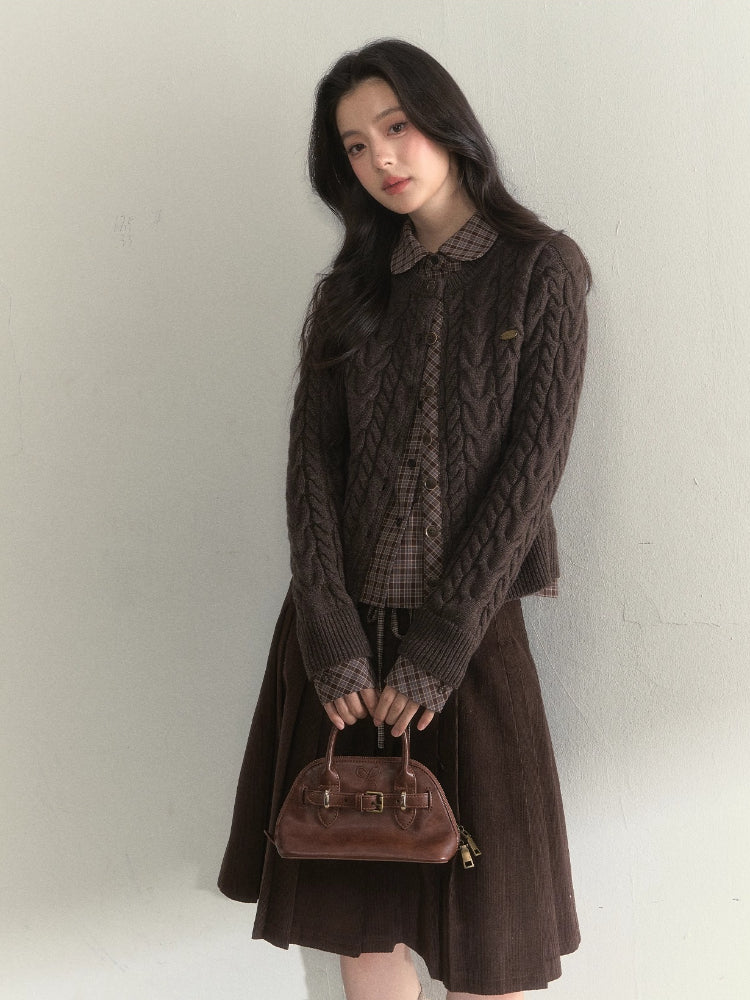 “Pine Dusk” Wool-Blend Doll Collar Knit Sweater
