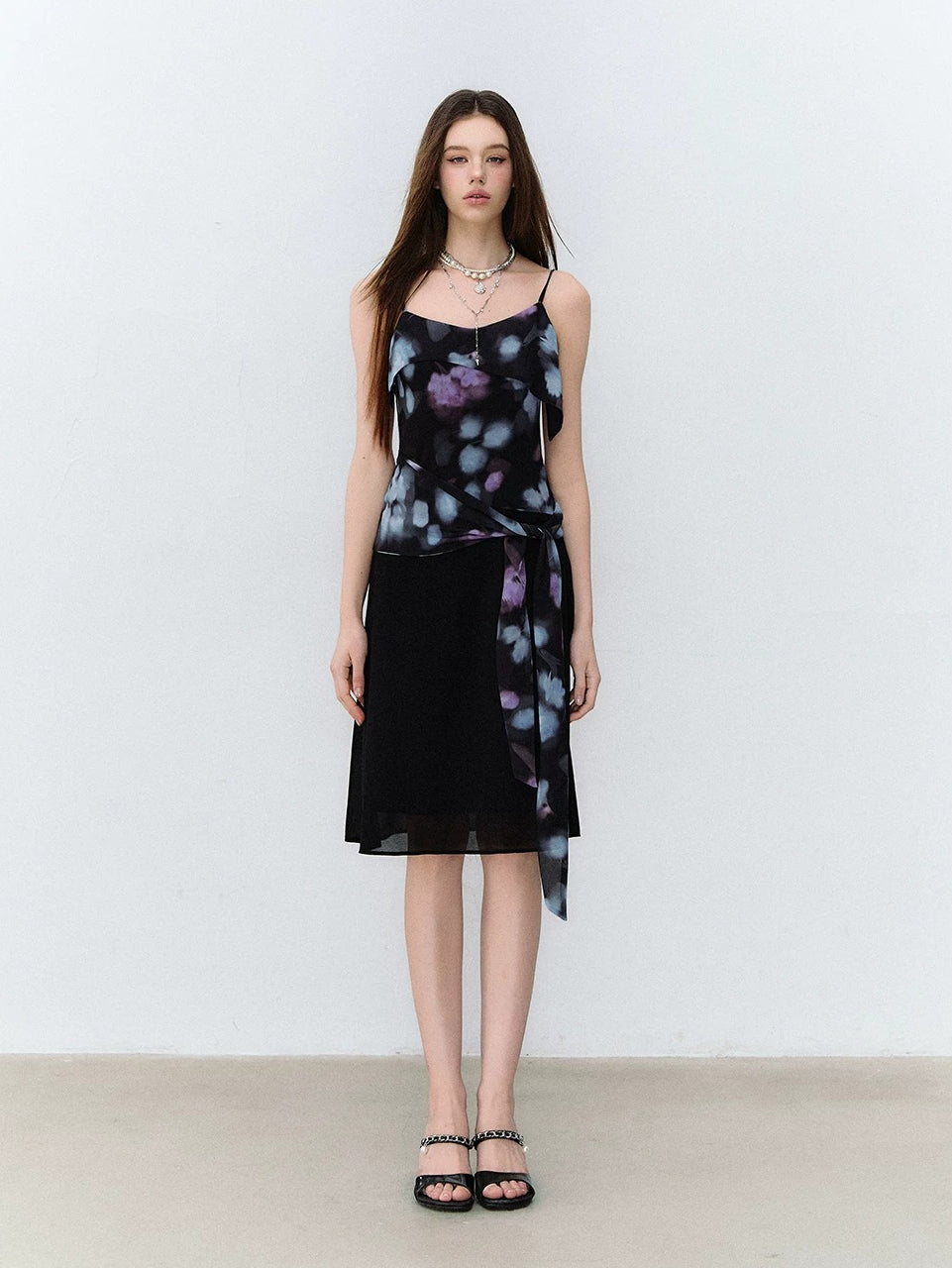 Ink Bloom Tie Strap Dress