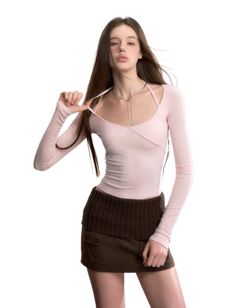 Halter Long-Sleeve Modal Top