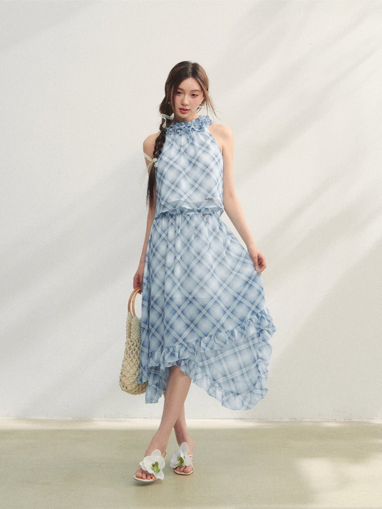 Irregular Ruffle Top & Midi Skirt Set