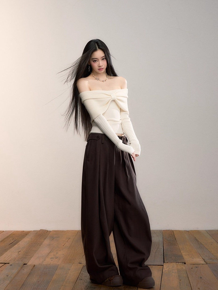 Bowknot Off-Shoulder Knit Top