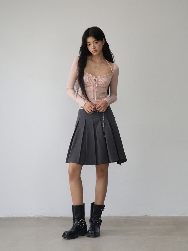 Lace Panel Beaded Acetate T-shirt