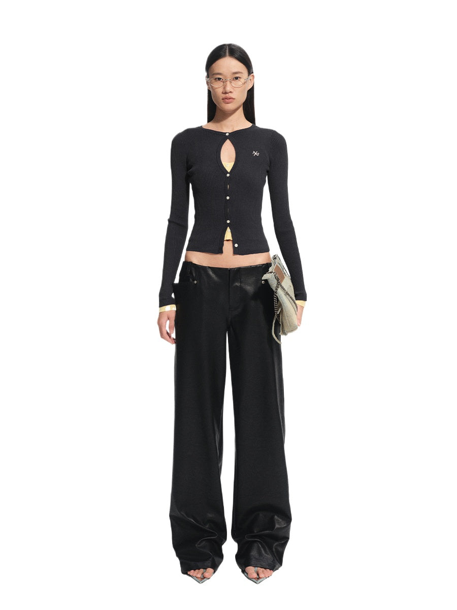 Black Unicorn Matte Leather Pants
