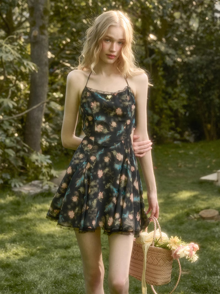 French Lace Bow Little Black Dress