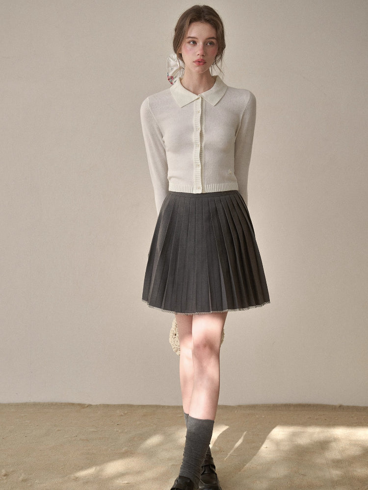 Mist-Grey Pleated Skirt