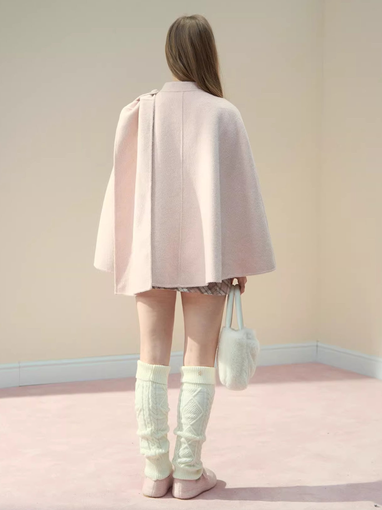 Pink Wool Cape Coat