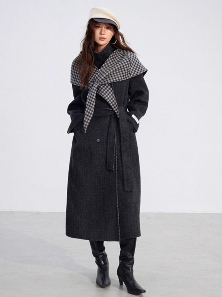 Plaid Shawl Wool Coat